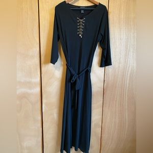 Ashley Stewart Long Black Dress, size 14/16. 3/4 sleeve.